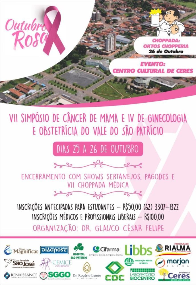 SGGO Ceres VII Simpósio de Câncer de Mama e IV de Ginecologia e Obstetrícia do Vale do São Patrício acontecerá nos dias 25 e 26 de outubro