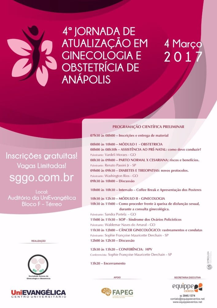 SGGO anapolis 4ª Jornada Ginecologia Anápolis - Inscrições